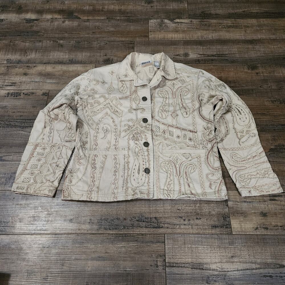 Chico's Designs embroidered jacket blazer Women's Size 0 (Medium) 2579
